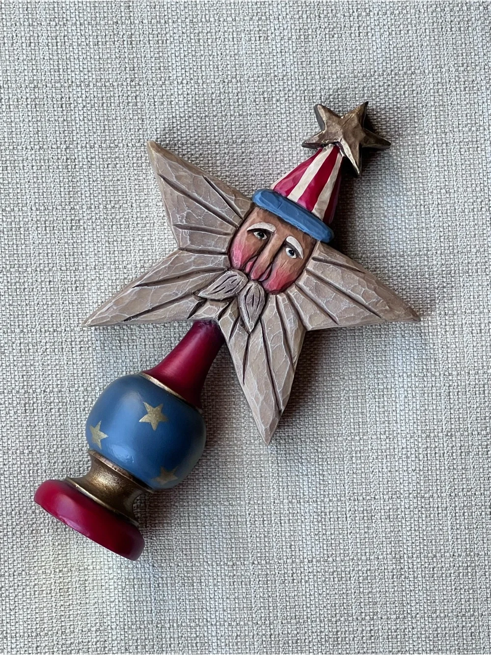 RARE Lori Miller USA Santa Christmas Holiday American Flag 250 Folk Art Collect